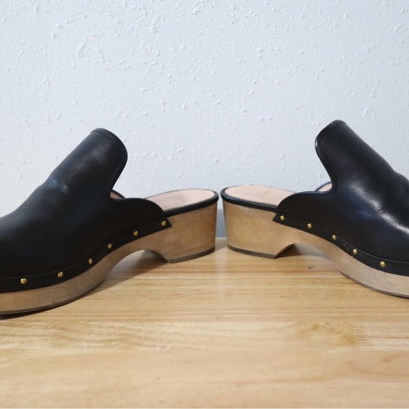 J. CREW | Black Leather Clogs Mules Size 12 - Picture 6 of 10